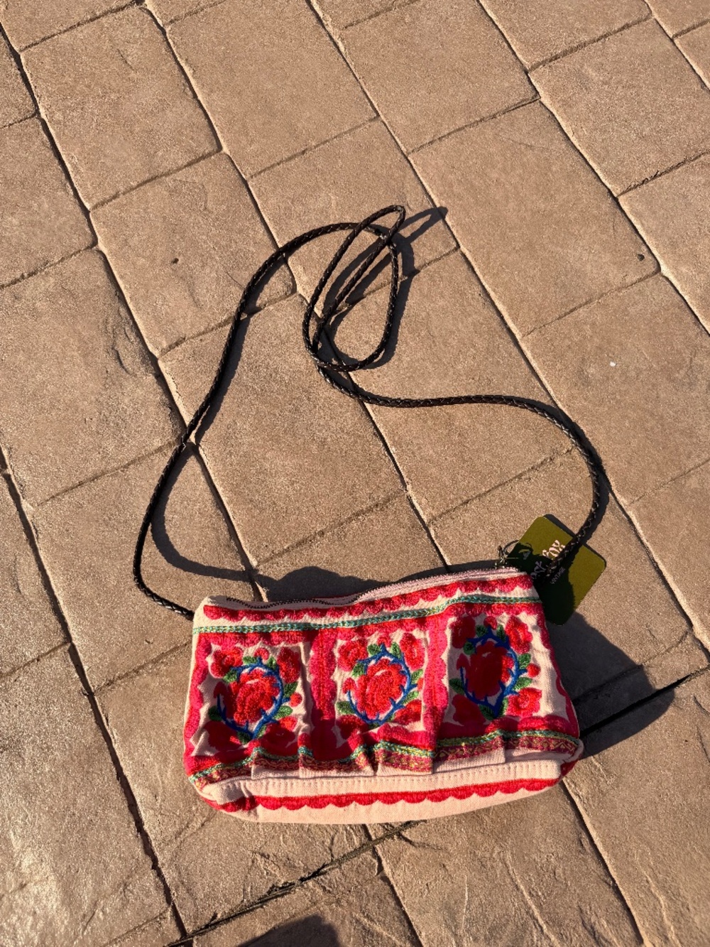 Limited Edition Floral Embroidered Canvas Boho Crossbody Bag Purse